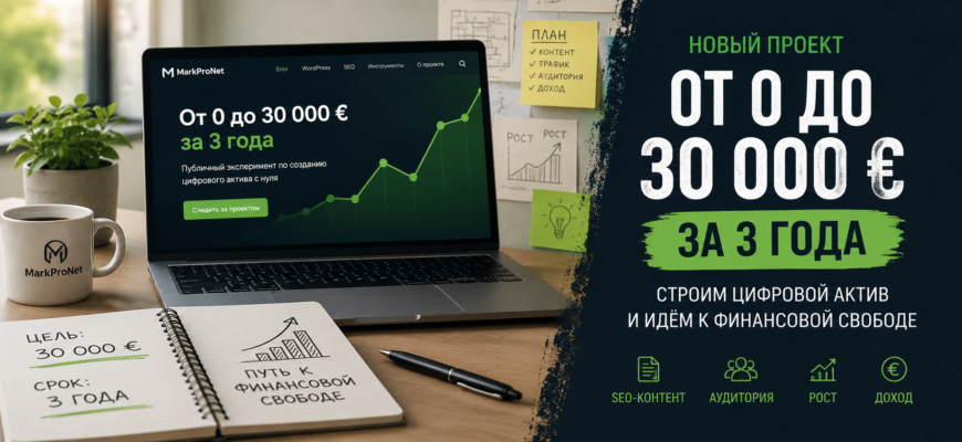 Создание цифрового актива с нуля: путь от 0 до 30 000 евро за 3 года через SEO-блог и органический трафик